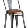 Chaise à Manger Métal Gris Et Assise Cuir Marron Nourea - Lot De 2