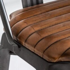 Chaise à Manger Métal Gris Et Assise Cuir Marron Nourea - Lot De 2 -Pino Soldes Boutique chaise a manger metal gris et assise cuir marron nourea lot de 2 8430026974696 322453