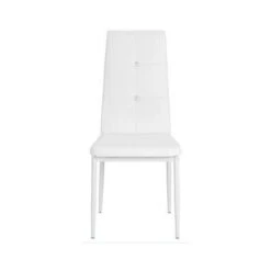 Chaise à Manger Similicuir Blanc Et Pieds Métal Noir Mikarel - Lot De 4 -Pino Soldes Boutique chaise a manger similicuir blanc et pieds metal noir mikarel lot de 4 3666722584418 250535