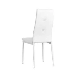 Chaise à Manger Similicuir Blanc Et Pieds Métal Noir Mikarel - Lot De 4 -Pino Soldes Boutique chaise a manger similicuir blanc et pieds metal noir mikarel lot de 4 3666722584418 250537