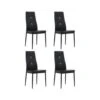 Chaise à Manger Similicuir Noir Et Pieds Métal Noir Mikarel - Lot De 4