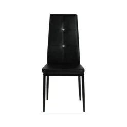 Chaise à Manger Similicuir Noir Et Pieds Métal Noir Mikarel - Lot De 4 -Pino Soldes Boutique chaise a manger similicuir noir et pieds metal noir mikarel lot de 4 3666722584463 250502