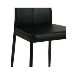 Chaise à Manger Similicuir Noir Et Pieds Métal Noir Mikarel - Lot De 4 -Pino Soldes Boutique chaise a manger similicuir noir et pieds metal noir mikarel lot de 4 3666722584463 250504