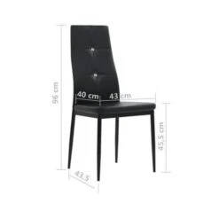Chaise à Manger Similicuir Noir Et Pieds Métal Noir Mikarel - Lot De 4 -Pino Soldes Boutique chaise a manger similicuir noir et pieds metal noir mikarel lot de 4 3666722584463 250507