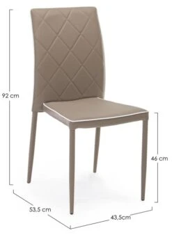 Chaise Acier Et Simili Cuir Matelassé Taupe Achille - Lot De 4 -Pino Soldes Boutique chaise acier et simili cuir matelasse taupe achille lot de 4 3666722011891 1351284