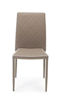 Chaise Acier Et Simili Cuir Matelassé Taupe Achille - Lot De 4 -Pino Soldes Boutique chaise acier et simili cuir matelasse taupe achille lot de 4 3666722011891 1351286