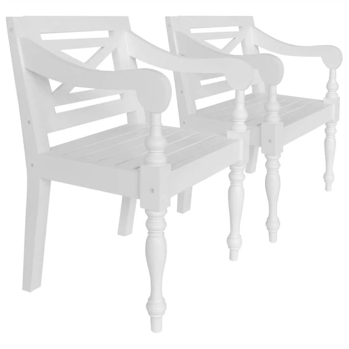 Chaise Avec Accoudoirs Bois Acajou Massif Blanc Gardene - Lot De 2 3 Chaise Avec Accoudoirs Bois Acajou Massif Blanc Gardene - Lot De 2