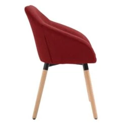 Chaise Avec Accoudoirs Tissu Bordeaux Et Pieds Bois Clair Packie -Pino Soldes Boutique chaise avec accoudoirs tissu bordeaux et pieds bois clair packie 3666722565141 363733