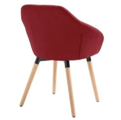 Chaise Avec Accoudoirs Tissu Bordeaux Et Pieds Bois Clair Packie -Pino Soldes Boutique chaise avec accoudoirs tissu bordeaux et pieds bois clair packie 3666722565141 363734