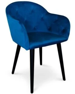 Chaise Avec Accoudoirs Velours Bleu Honor