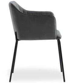 Chaise Avec Accoudoirs Velours Gris Et Pieds Métal Noir Uda - Lot De 2 -Pino Soldes Boutique chaise avec accoudoirs velours gris et pieds metal noir uda lot de 2 3327480064764 1136933