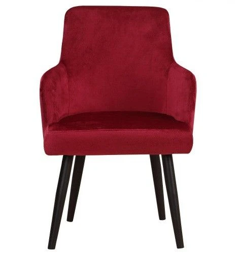Chaise Avec Accoudoirs Velours Rouge Et Pieds Métal Noir Jaya - Lot De 2 4 Chaise Avec Accoudoirs Velours Rouge Et Pieds Métal Noir Jaya - Lot De 2 – Image 2