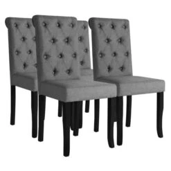 Chaise Tissu Gris Et Pieds Bois Massif Ciréam - Lot De 4