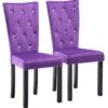 Chaise Capitonnée Velours Violet Et Pieds Bois Noir Karmen - Lot De 2