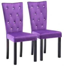 Chaise Capitonnée Velours Violet Et Pieds Bois Noir Karmen - Lot De 2