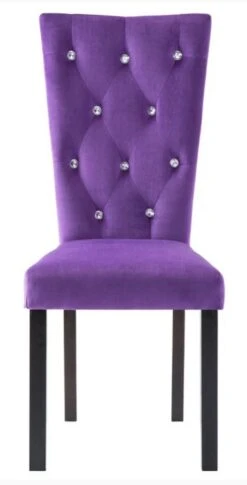 Chaise Capitonnée Velours Violet Et Pieds Bois Noir Karmen - Lot De 2 -Pino Soldes Boutique chaise capitonnee velours violet et pieds bois noir karmen lot de 2 3666722770101 328699