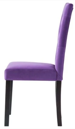 Chaise Capitonnée Velours Violet Et Pieds Bois Noir Karmen - Lot De 2 -Pino Soldes Boutique chaise capitonnee velours violet et pieds bois noir karmen lot de 2 3666722770101 328700