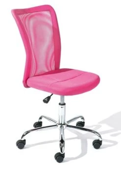 Chaise De Bureau Rose Et Pieds Métal Chromé Kelly