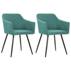 Chaise De Salle à Manger Avec Accoudoirs Tissu Vert Sary - Lot De 2