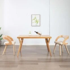 Chaise De Salle à Manger Bois Clair Et Simili Cuir Beige Canva - Lot De 2 -Pino Soldes Boutique chaise de salle a manger bois clair et simili cuir beige canva lot de 2 3666722566520 360859