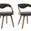 Chaise De Salle à Manger Bois Foncé Et Tissu Gris Canva - Lot De 2