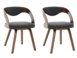Chaise De Salle à Manger Bois Foncé Et Tissu Gris Canva - Lot De 2