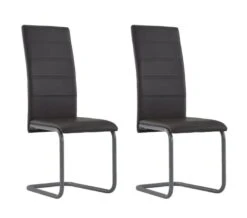 Chaise De Salle à Manger Simili Cuir Marron Et Métal Gris Feedy - Lot De 2