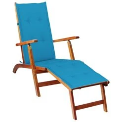Chaise De Terrasse Avec Repose-pied Et Coussin Acacia Solide 3