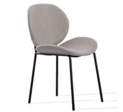 Chaise Design Simili Cuir Gris Et Acier Laqué Noir Toxane