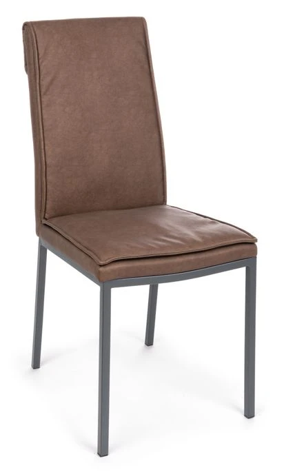 Chaise En Acier Revêtement Simili Cuir Marron Sofie - Lot De 4 3 Chaise En Acier Revêtement Simili Cuir Marron Sofie - Lot De 4