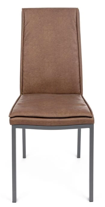 Chaise En Acier Revêtement Simili Cuir Marron Sofie - Lot De 4 4 Chaise En Acier Revêtement Simili Cuir Marron Sofie - Lot De 4 – Image 2