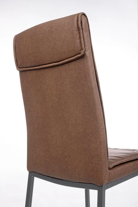 Chaise En Acier Revêtement Simili Cuir Marron Sofie - Lot De 4 7 Chaise En Acier Revêtement Simili Cuir Marron Sofie - Lot De 4 – Image 5