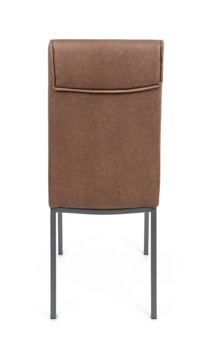 Chaise En Acier Revêtement Simili Cuir Marron Sofie - Lot De 4 10 Chaise En Acier Revêtement Simili Cuir Marron Sofie - Lot De 4 – Image 8