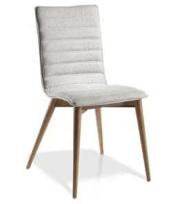 Chaise En Bois De Frêne Couleur Noyer Et Tissu Luza - Lot De 2