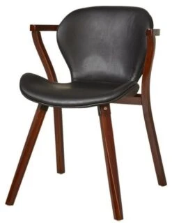 Chaise En Bois Noyer Et Similicuir Noir Kazy