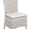 Chaise En Rotin Avec Coussin Naturel Gris Blanc Isla