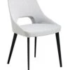 Chaise En Tissu Blanc Et Pieds En Acier Noir Barbra - Lot De 2