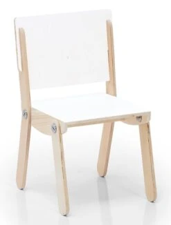 Chaise Enfant Laqué Blanc Et Bois Clair Milky