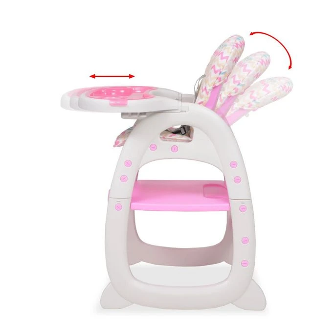Chaise Haute Convertible 3-en-1 Avec Table Rose 8 Chaise Haute Convertible 3-en-1 Avec Table Rose – Image 6