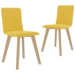 Chaise Hêtre Massif Et Tissu Matelassé Jaune Norky - Lot De 2
