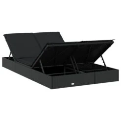 Chaise Longue à 2 Places Avec Coussins Noir Résine Tressée -Pino Soldes Boutique chaise longue a 2 places avec coussins noir resine tressee 3666722931793 1511214