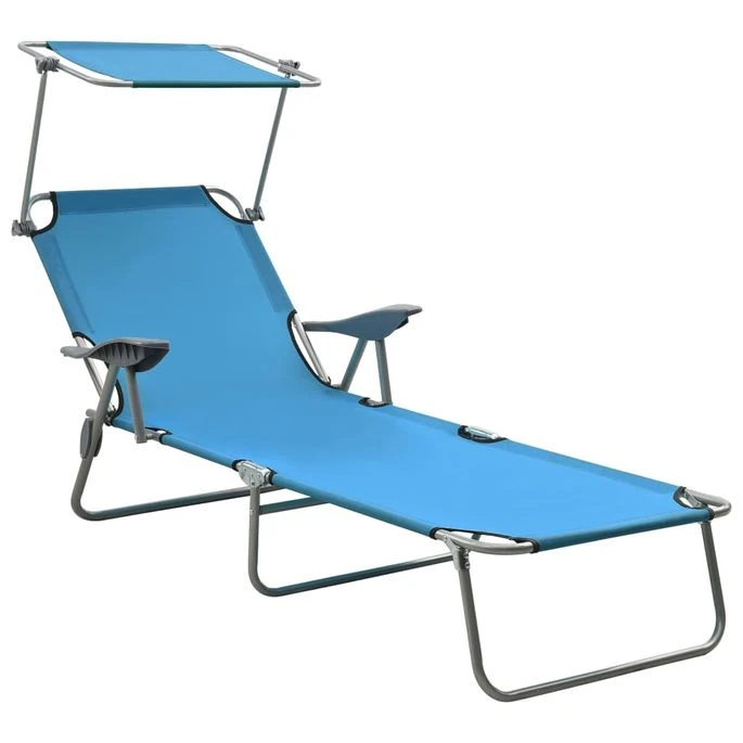 Chaise Longue Avec Auvent Acier Bleu 3 Chaise Longue Avec Auvent Acier Bleu