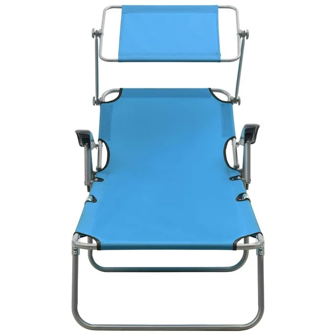 Chaise Longue Avec Auvent Acier Bleu 4 Chaise Longue Avec Auvent Acier Bleu – Image 2