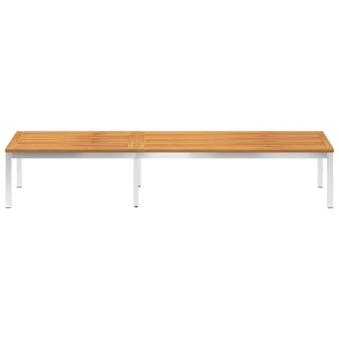 Chaise Longue Avec Coussin Bois D'acacia Et Acier Inoxydable 4 7 Chaise Longue Avec Coussin Bois D'acacia Et Acier Inoxydable 4 – Image 5