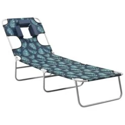 Chaise Longue Avec Coussin De Tête Acier Motif De Feuilles