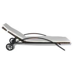 Chaise Longue Avec Coussin Et Roues Résine Tressée Marron 2 -Pino Soldes Boutique chaise longue avec coussin et roues resine tressee marron 3666722330084 974533