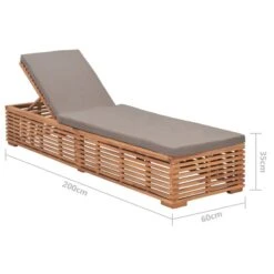 Chaise Longue Avec Coussin Gris Foncé Bois De Teck Solide -Pino Soldes Boutique chaise longue avec coussin gris fonce bois de teck solide 3666722458139 768477