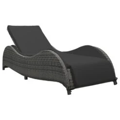 Chaise Longue Avec Coussin Résine Tressée Anthracite