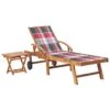 Chaise Longue Avec Table Et Coussin Bois De Teck Solide 4 -Pino Soldes Boutique chaise longue avec table et coussin bois de teck solide 3666722931571 763851