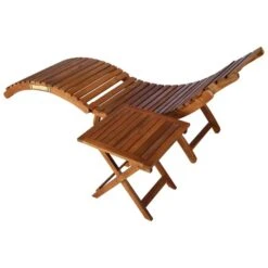 Devant 34 Devant -Pino Soldes Boutique chaise longue de jardin avec table et coussin bois d acacia 3666722430678 817536